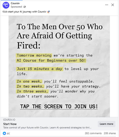 Coursiv's meta ads